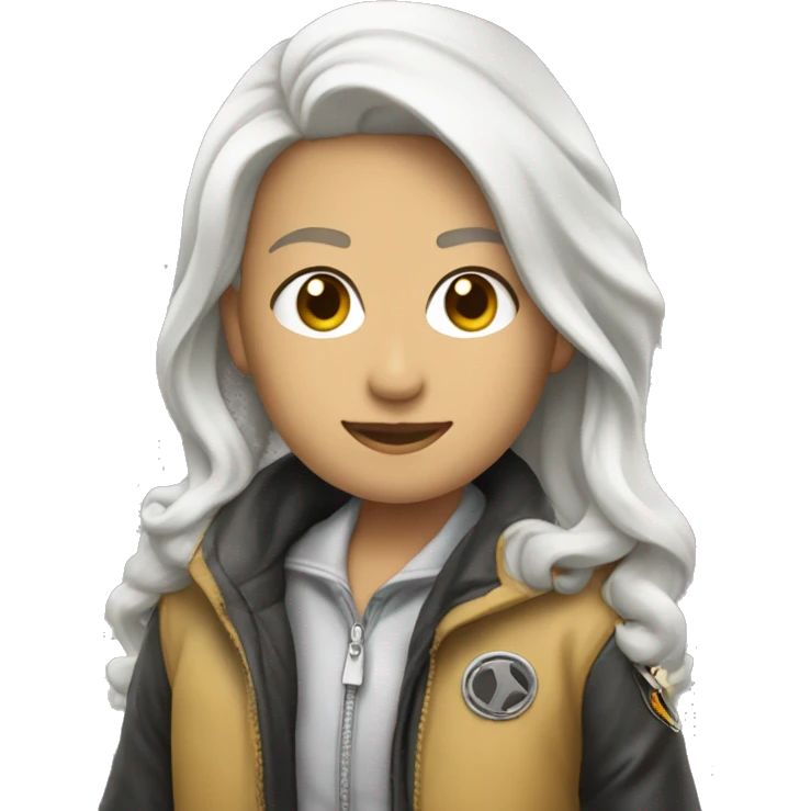 Persona blanca con chaqueta y que la chaqueta le cubra la mitad de la cara  emoji