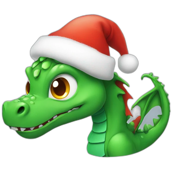 Dragon with Christmas hat emoji