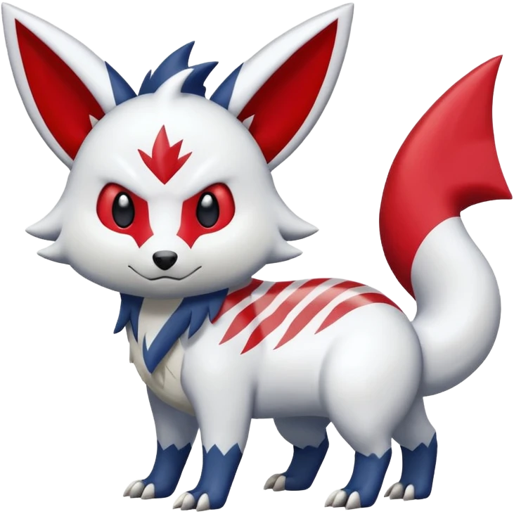 Marked patterned spotted striped zigzagged Zangoose-Absol-Pachirisu-fusion emoji