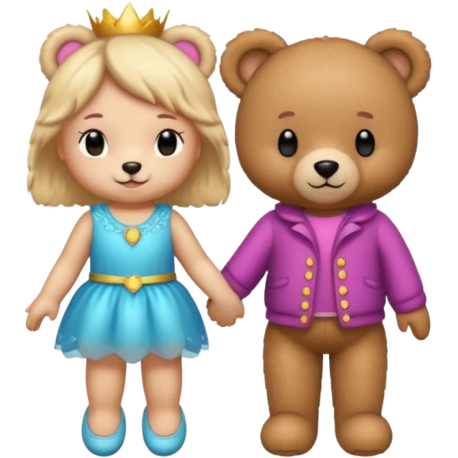 Teddy and fairy as couple emoji