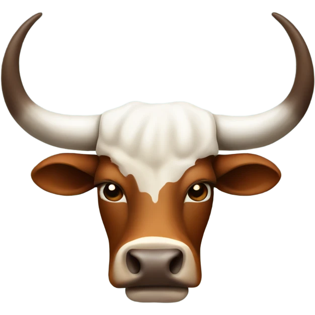 bull, Texas Longhorn with brown and white face, long long long long horns emoji