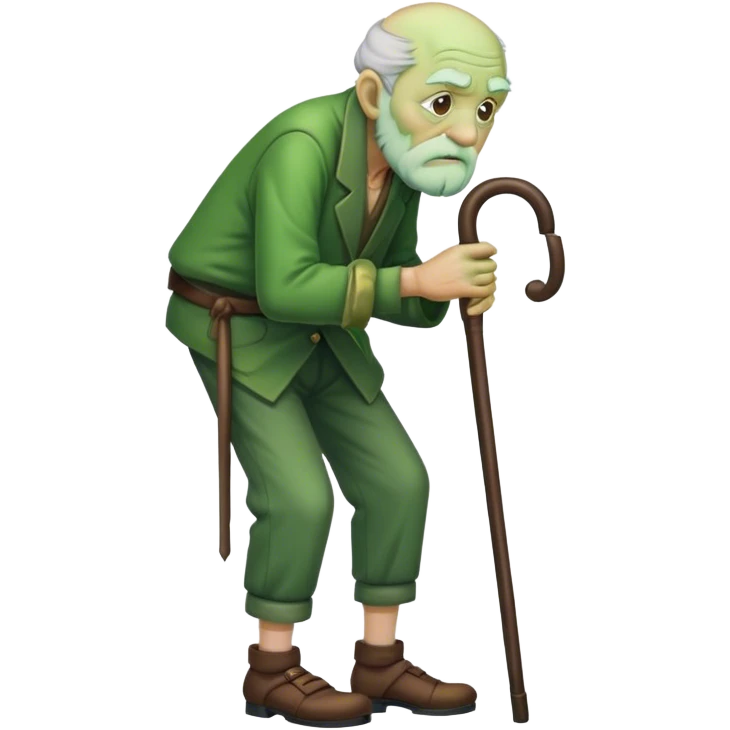Old man that looks like a green alien hunched over with a cane emoji