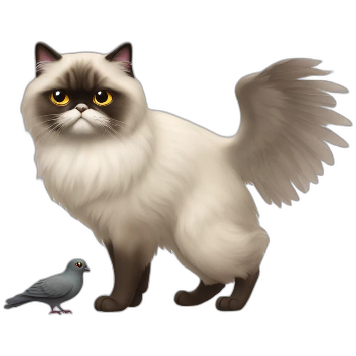 himalayan cat hunting pigeon emoji