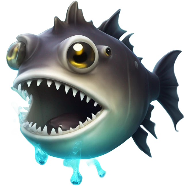 Anglerfish with glowing lure, sharp teeth, and big eyes. emoji