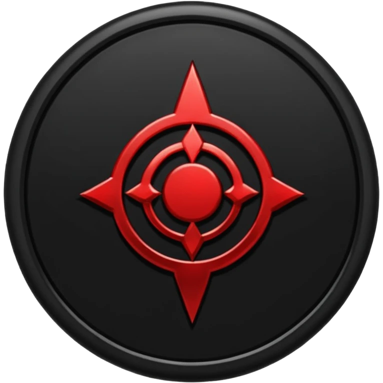 iOS sticker, dark fantasy amulet, black base, red symbol, minimal emoji