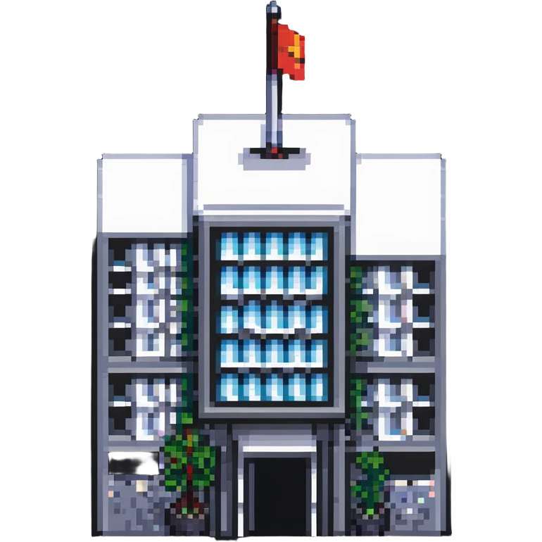 corporate office building pixel art style no background emoji