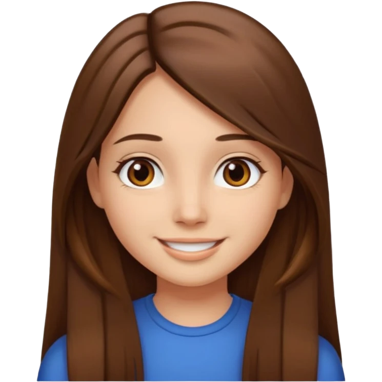 Fille cheveux lisse long brune raie au milieuyeux marron emoji