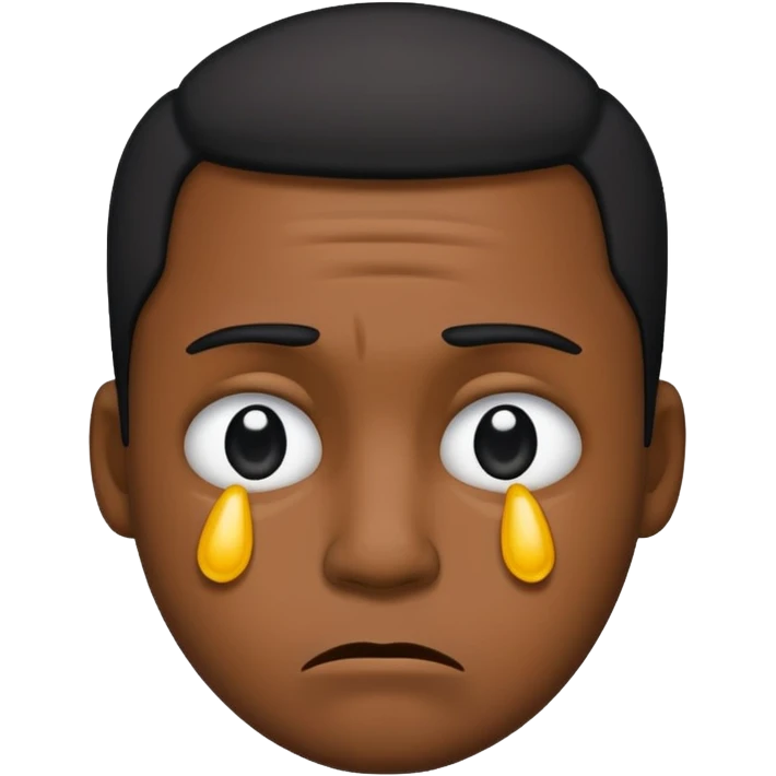 Black man emoji shedding a tear with a frown emoji