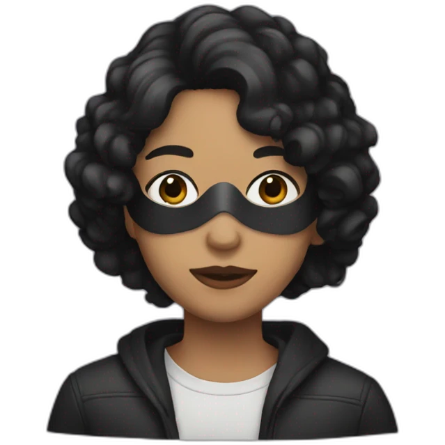 A person with light brown skin and black hair wearing a mask  emoji