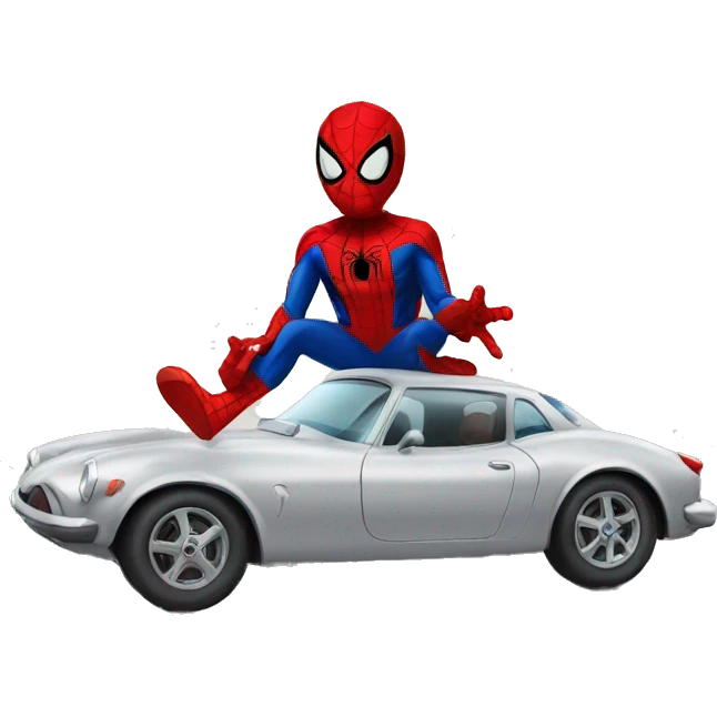 Spider man with a car emoji