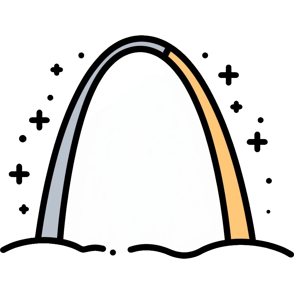 Saint Louis Gateway Arch with snowflakes falling around it emoji