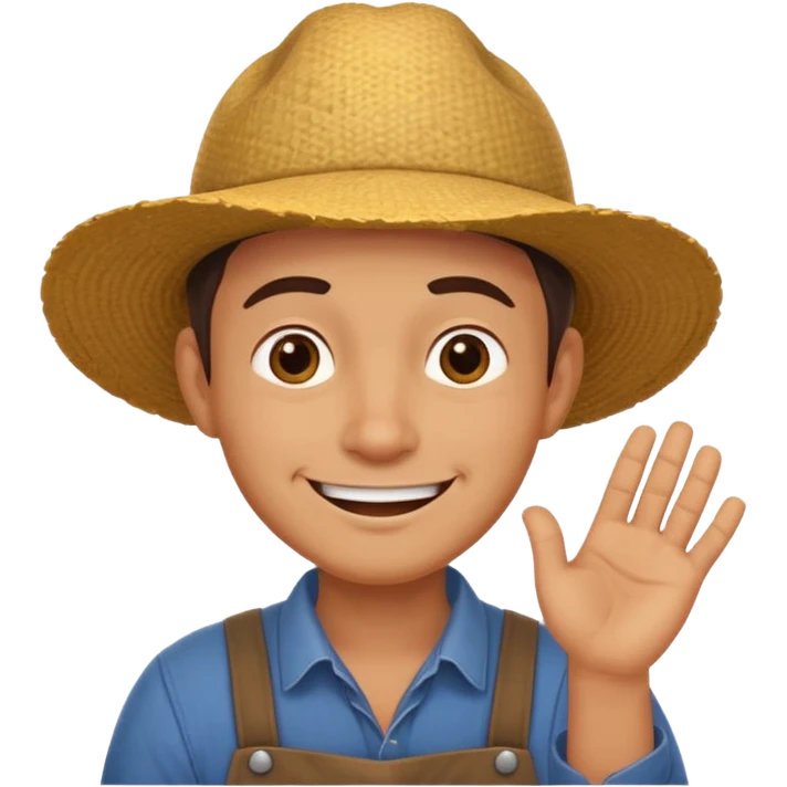 combination of these 👨‍🌾😄 with 🤔 gesture; a and under his face and thinking emoji