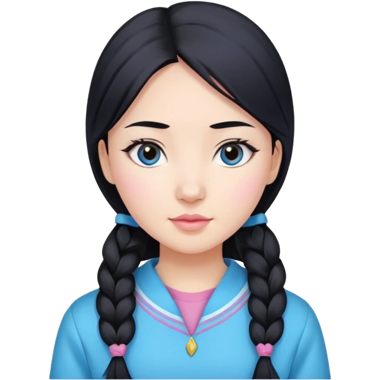 Clean Kazakh girl (middle black hair) with pink/white&blue things (beauty & fashion)  emoji