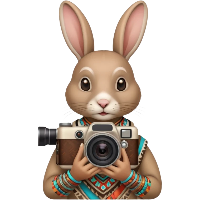 rabit, tribal ethnic ancient rabit with camera emoji