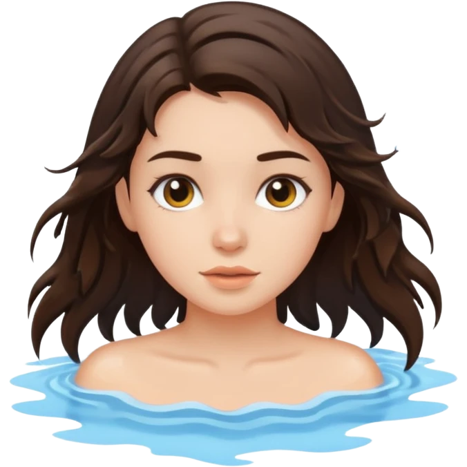 Brunette girl with cool water emoji