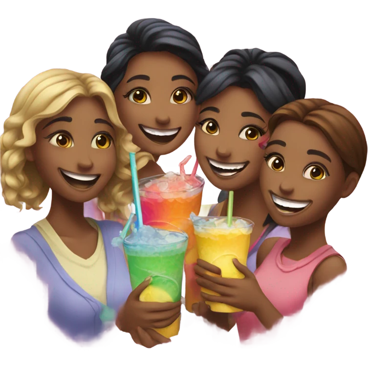 girls enjoying drinks together emoji