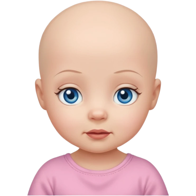 bald baby girl with blue eyes, cute and simple emoji