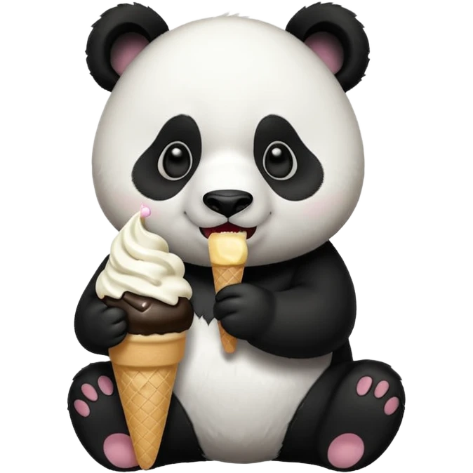 Panda eating ice cream emoji