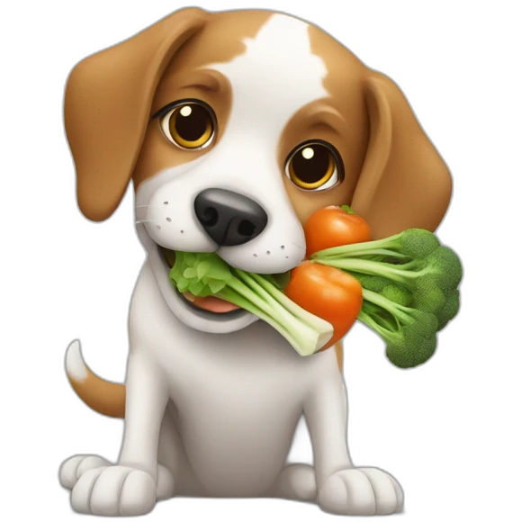 Dog eating vegetables emoji