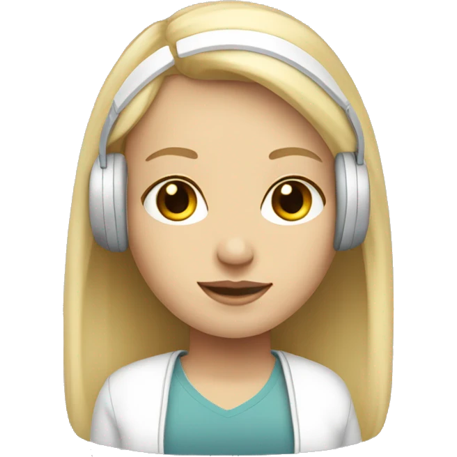 Straight blonde hair girl with white headphone emoji