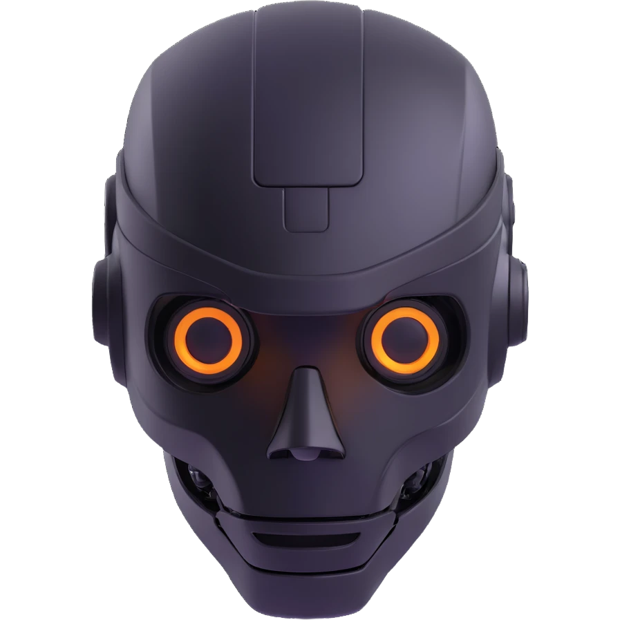 3D emoji of a robot head with a visor, representing seeing the future emoji