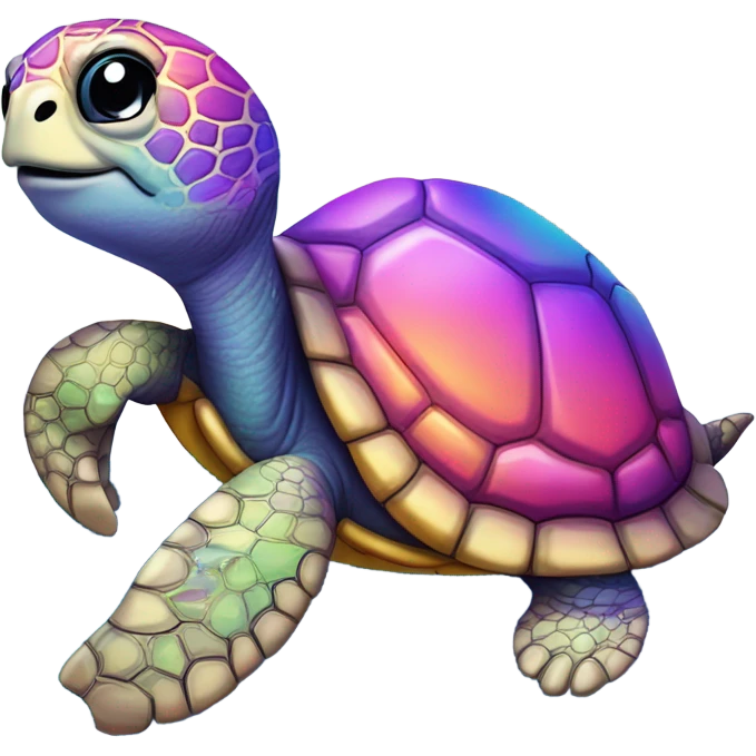 Lisa Frank, rainbow turtle with star on shell ￼ emoji