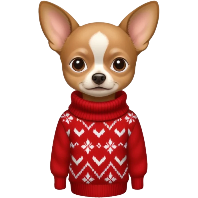 Dark Tan deer-head chihuahua sitting wearing a sweater emoji