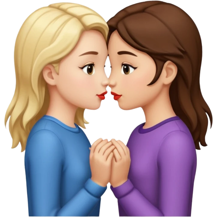 Two girls holding hands kissing emoji