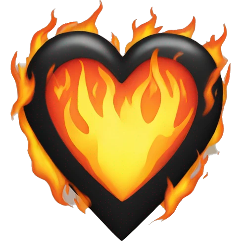 Black heart with fire surrounding  emoji