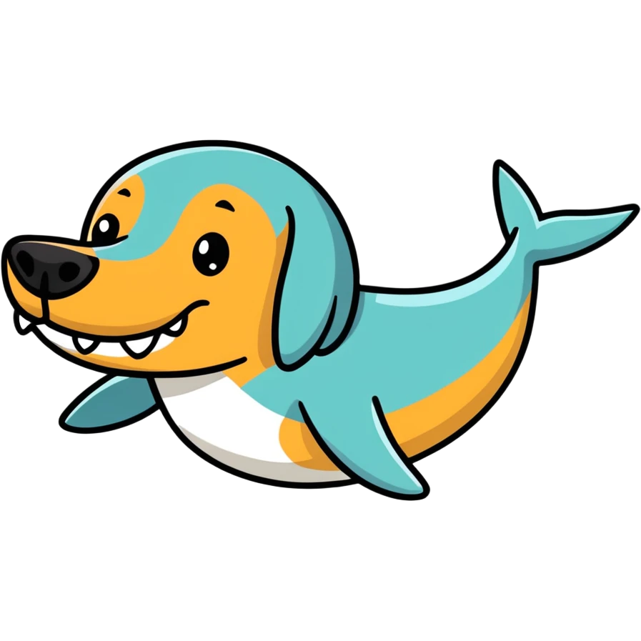 Weiner dog mix with a shark emoji