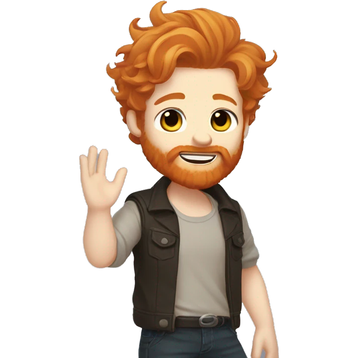 little ginger scruffy hair bearded man chibi style waving, destiny 2 fashion emoji