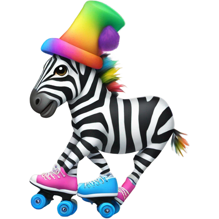 Zebra with a hat and rollerskates emoji
