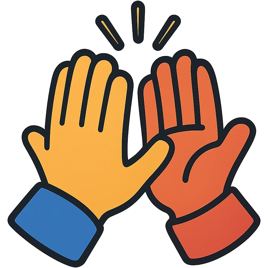Two hands high-fiving emoji