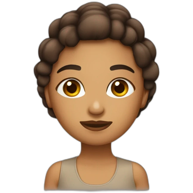 Chica morocha con ojos grandes marrones y cabello liso castaño oscuro  emoji