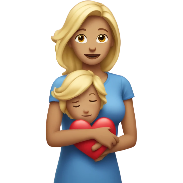 Blonde Mother holds her  big heart in her arm emoji