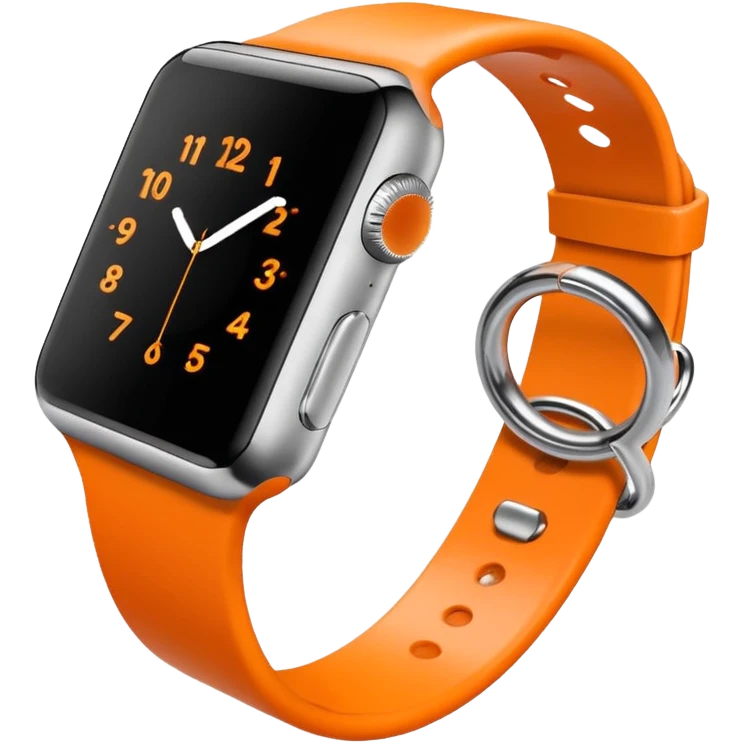 a orange apple watch with fitness rings in the style of an ios emoji  emoji