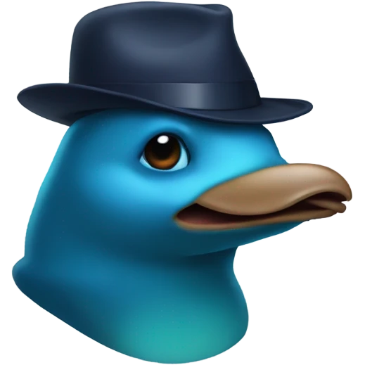 Blue platypus with a detective hat emoji