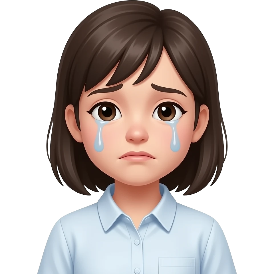 make a sad crying emoji of a girl with a shirt emoji