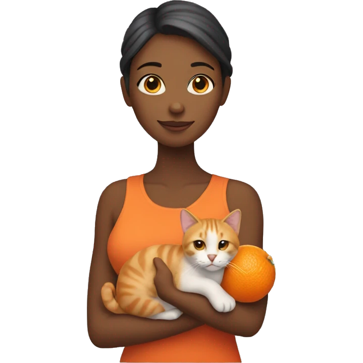 Woman holding a orange cat emoji
