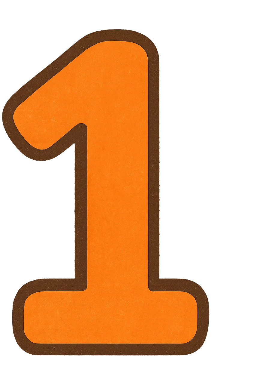 bold and legible number in bright fluorescent orange color, modern style, transparent background emoji