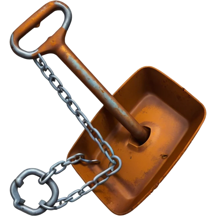 a shovel breaking a chain, simple and clear emoji
