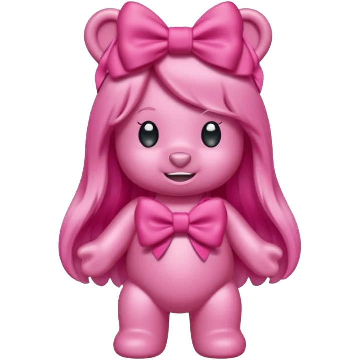 gummy bear with long hair and a hairbow emoji