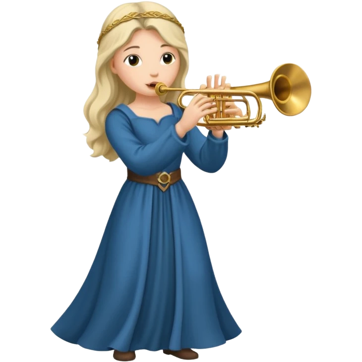 medieval female poet with a trumpet emoji