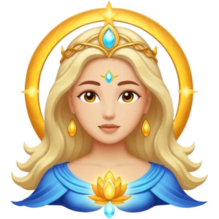 goddess emoji, serene, celestial, glowing aura, minimal background emoji