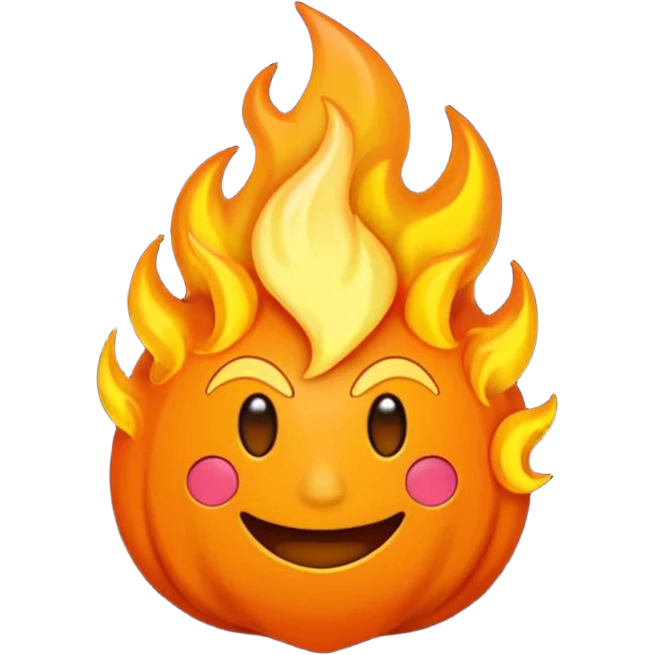el simbolo de fuego como dibujito animado que tenga en la mano un telefono emoji