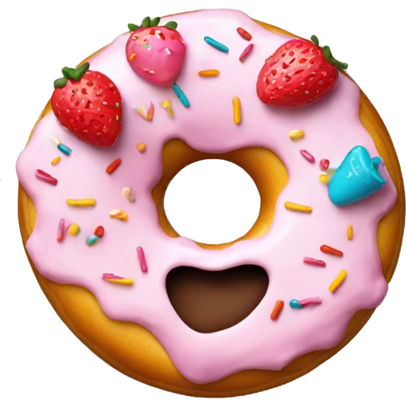 Donut with strawberry icing and sprinkles emoji