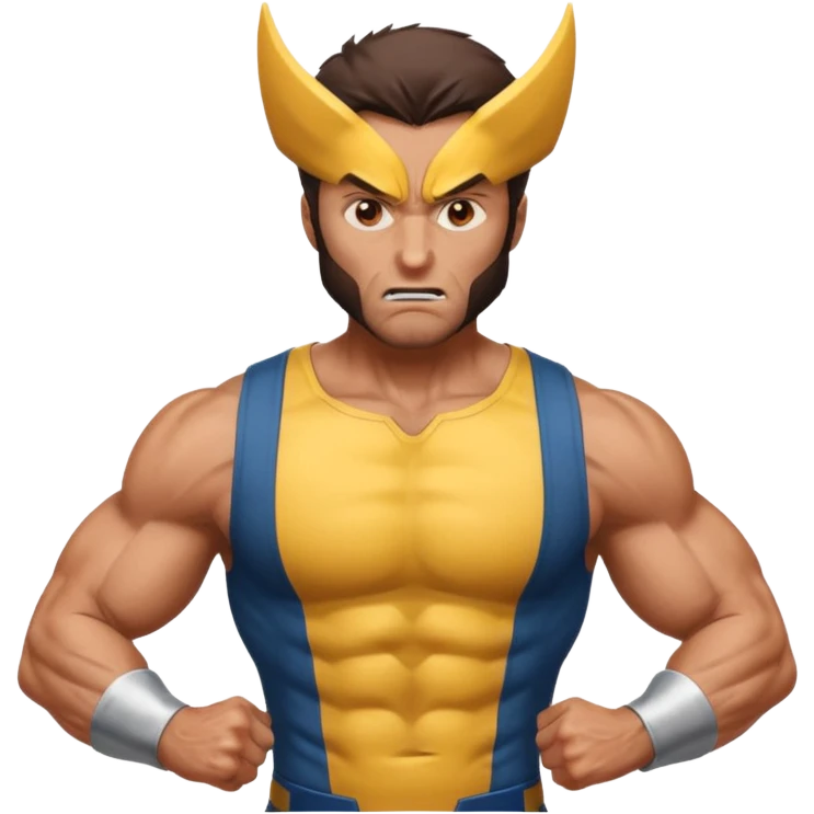 Make a brown-eyed man in a wolverine costume who wonders? emoji