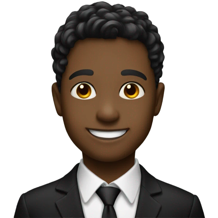 smiling boy in black suit emoji