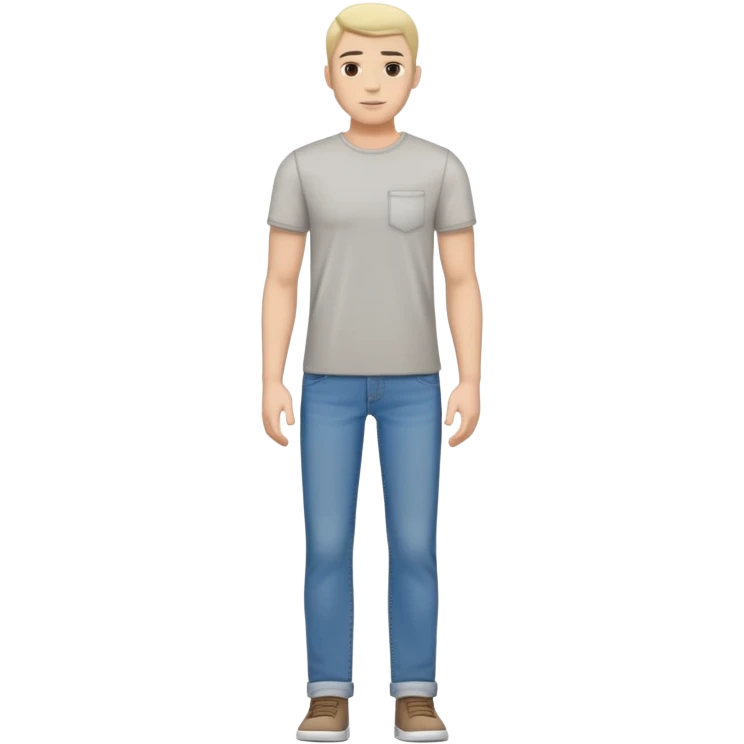 full body lean male figure standing, wearing casual clothes, t-shirt and jeans, average build, not muscular emoji