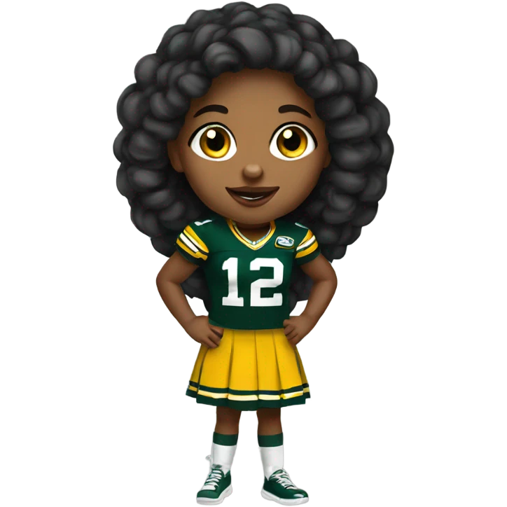 Cute girl wearing Green Bay packers emoji